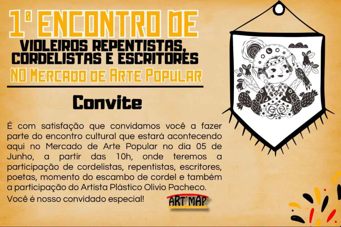 Mercado de Arte Popular sedia 1º encontro de violeiros, repentistas, cordelistas e escritores