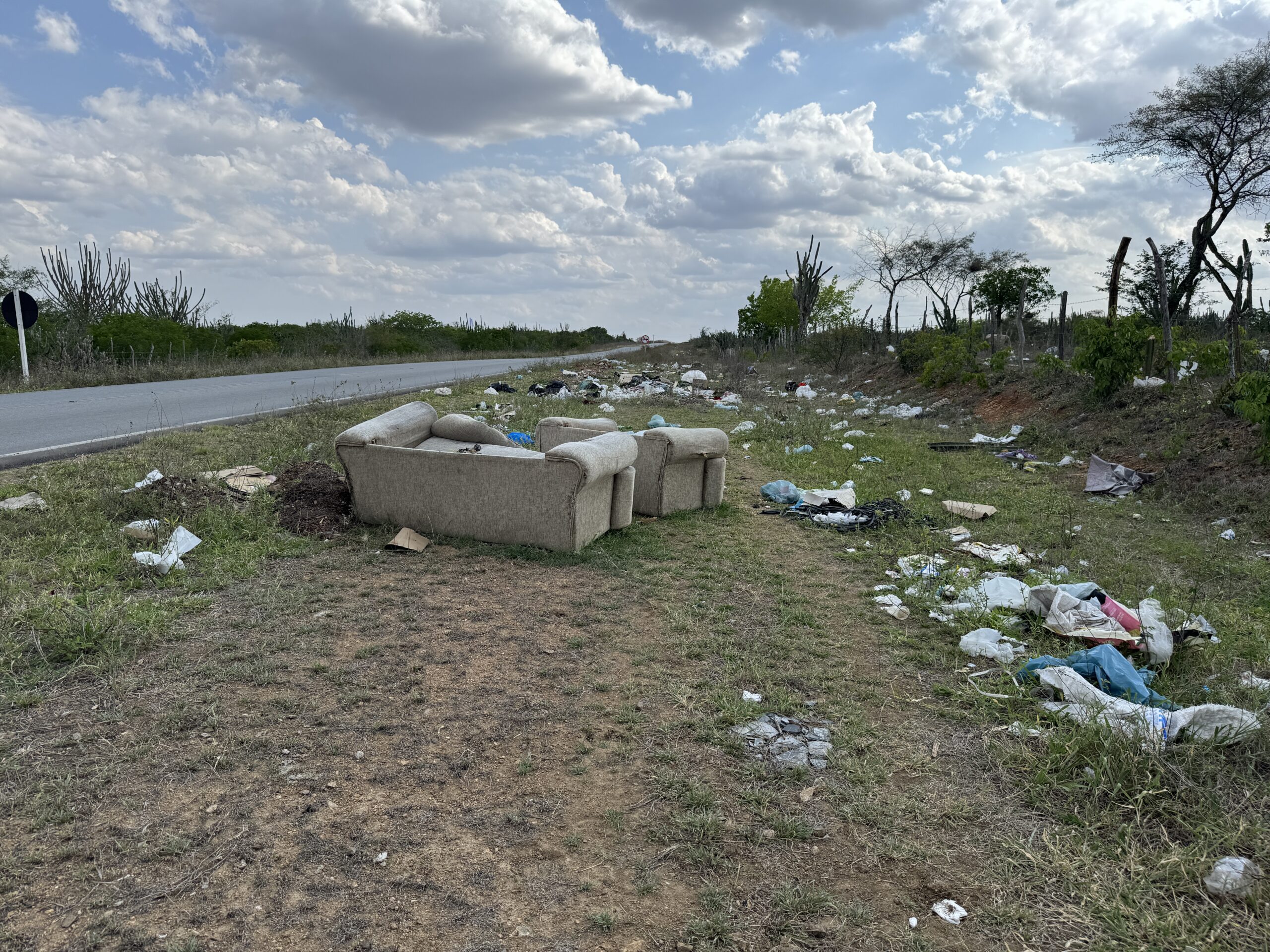Descarte irregular de lixo na BA-120, na chegada de Riachão para quem vem de Serra Preta, preocupa moradores