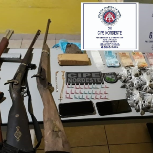 Dupla é presa com drogas e armas em Tanquinho