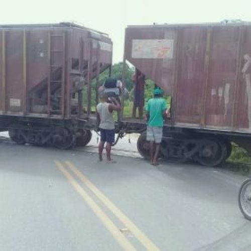 Trem descarrilha e bloqueia trecho de pista na BA-120