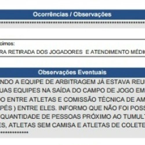 Ba-Vi da confusão: Árbitro relata socos e pontapés, mas não identifica envolvidos