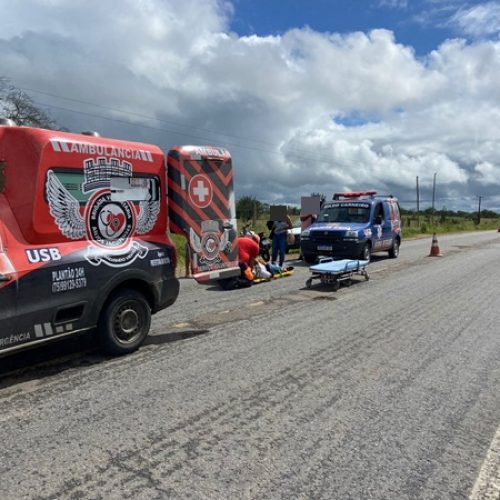 Duas pessoas ficam feridas após atropelarem cachorro na BA-120