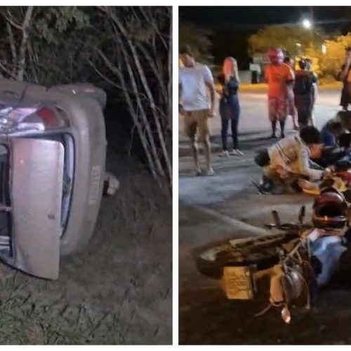 Dois acidentes mobilizam equipes de resgate em menos de 30 minutos em Riachão do Jacuípe; motociclista fica em estado grave