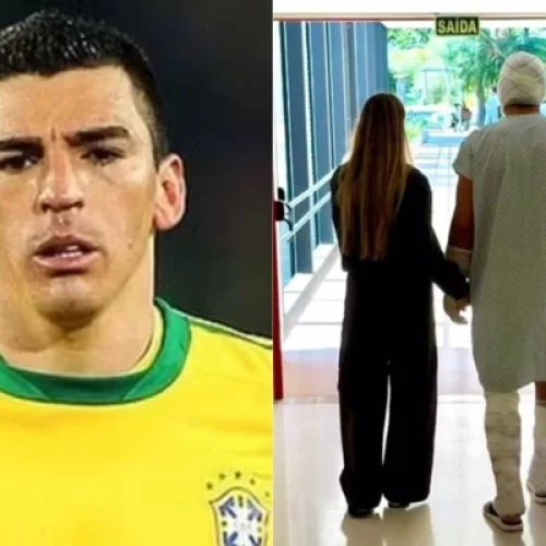 Na UTI, ex-craque Lúcio aparece caminhando no hospital com corpo enfaixado