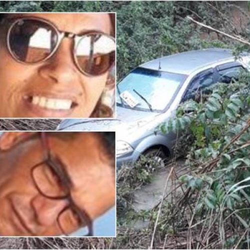 Casal é encontrado morto após carro cair em cratera