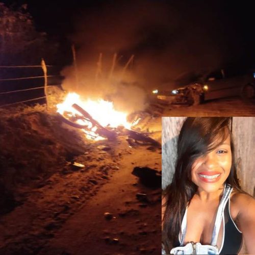 Moto pega fogo após colisão e mulher morre na zona rural de Valente